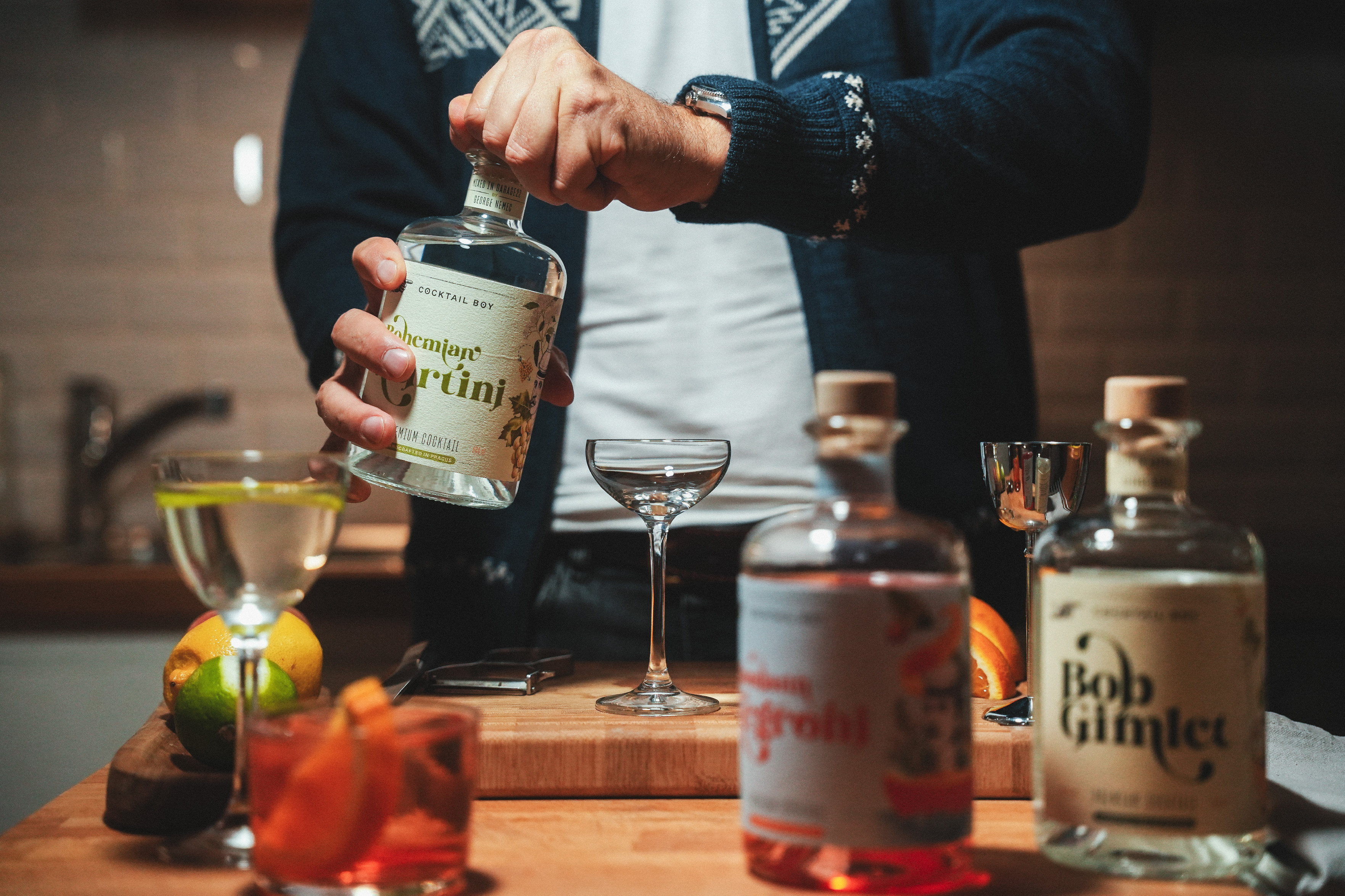Bohemian Martini Cocktail Boy v lahvi